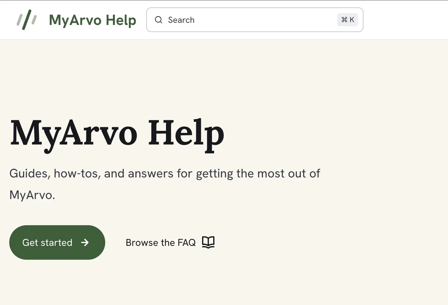 MyArvo main navigation sidebar